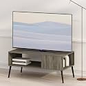 Furinno Claude TV Stand, Mid Century Style Entertainment Center, TV Console for TV up to 40 Inch with Wood Legs, for Living Room, Bedroom, French Oak