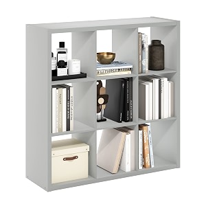 furinno cubicle open back decorative cube storage organizer 9-cube light grey