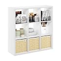 Furinno Cubicle Open Back Decorative Cube Storage Organizer, 9-Cube, White
