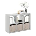 Furinno CUBICLE 6-Cube Book Shelf, Extra Thick Frame Bookshelf, Light Grey