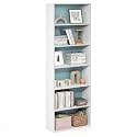 Furinno Jaya 6-Tier Book Shelf with Open Shelf, White/Pastel Blue