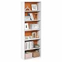Furinno Jaya 6-Tier Book Shelf with Open Shelf, White/Orange