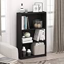 Furinno Jaya Book Shelf, 3-Tier Bookshelf, Standing Bookcase with Adjustable Shelves, 9.5 x 24.5 x 40.3, for Organization and Storage, for Living Room, Bedroom, Home Office, Darkwood