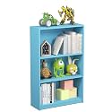 Furinno JAYA Book Shelf, 3-Tier Bookshelf, Bookcase with Adjustable Shelves, 9.5 x 24.5 x 40.3, for Organization and Storage, for Living Room, Bedroom, Home Office, Light Blue