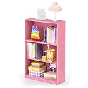 Furinno JAYA Book Shelf, 3-Tier Bookshelf, Bookcase with Adjustable Shelves, 9.5 x 24.5 x 40.3, for Organization and Storage, for Living Room, Bedroom, Home Office, Pink