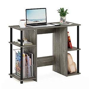 furinno jaya compact computer study desk french oak greyblack