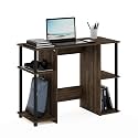 FURINNO Jaya Compact Computer Study Desk, Columbia Walnut/Black
