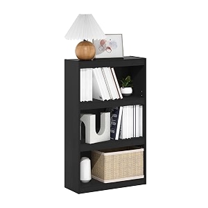 furinno jaya enhanced home bookcase 3-tier adjustable bookshelf blackwood