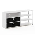 Furinno Jaya Simple Design Stand for TV up to 55-Inch with Bins, White Oak/Chrome/Black