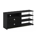 Furinno Jaya Simple Design Stand for TV up to 55-Inch with Bins, Americano/Chrome/Black
