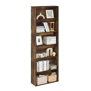 furinno jaya simply home free standing 6-tier open storage bookcase amber pine