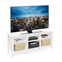 Furinno Jensen 3-Tier TV Stand for TV up to 65 Inch, Solid White