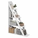 Furinno Ladder 4-Tier Ladder Bookshelf, Open Frame, White