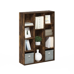 furinno luder 11-cube reversible open shelf bookcase amber pine