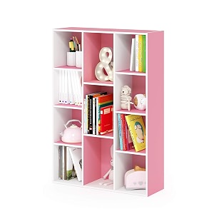 furinno luder 11-cube reversible bookcase book shelf whitepink