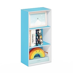 furinno luder 3-tier open shelf bookcase light bluewhite