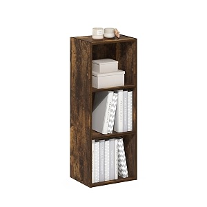 furinno luder 3-tier open shelf bookcase amber pine