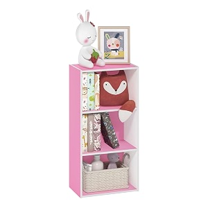 furinno luder 3-tier open shelf bookcase pinkwhite