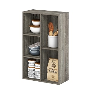 furinno luder 5-cube no tool assembly open shelf french oak