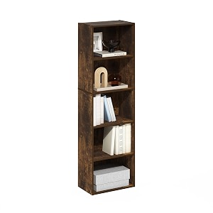 furinno luder 5-tier reversible color open shelf bookcase amber pine