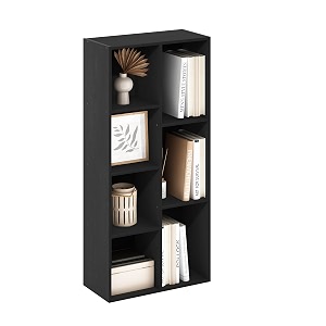 furinno luder book shelf 7-cube bookshelf bookcase with open shelves 94 x 195 x 417 easy assembly for living room bedroom home office blackwood