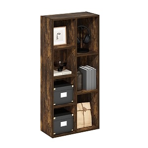 furinno luder 7-cube reversible open shelf amber pine