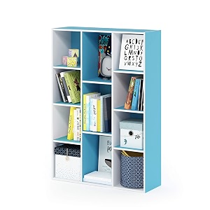 furinno luder bookcase  book  storage  11-cube whitelight blue