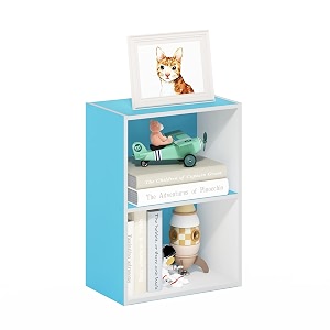 furinno luder bookcase  book  storage 2-tier light bluewhite