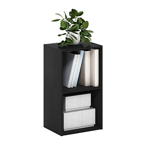 furinno pasir book shelf 2-tier modern bookshelf open shelves bookcase 9 x 12 x 21 easy assembly for living room bedroom home office blackwood
