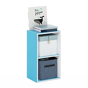 furinno pasir book shelf 2-tier modern bookshelf open shelves bookcase 9 x 12 x 21 easy assembly for living room bedroom home office light bluewhite
