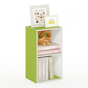 furinno pasir book shelf 2-tier modern bookshelf open shelves bookcase 9 x 12 x 21 easy assembly for living room bedroom home office greenwhite