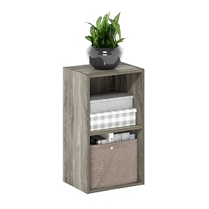 furinno pasir book shelf 2-tier modern bookshelf open shelves bookcase 9 x 12 x 21 easy assembly for living room bedroom home office french oak
