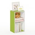 Furinno PASIR Book Shelf, 2-Tier Modern Bookshelf, Open Shelves Bookcase 9 x 12 x 21, Easy Assembly, for Living Room, Bedroom, Home Office, Green/White