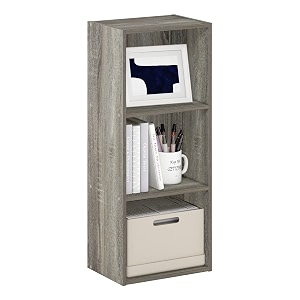 furinno luder book shelf 3-cube bookshelf bookcase with open shelves 93 x 12 x 315 easy assembly for living room bedroom home office french oak