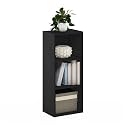 Furinno LUDER Book Shelf, 3-Cube Bookshelf, Bookcase with Open Shelves, 9.3 x 12 x 31.5, Easy Assembly, for Living Room, Bedroom, Home Office, Blackwood