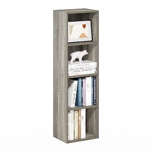 furinno pasir book shelf 4-tier modern bookshelf open shelves bookcase 9 x 12 x 42 easy assembly for living room bedroom home office french oak