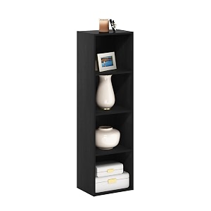 furinno pasir book shelf 4-tier modern bookshelf open shelves bookcase 9 x 12 x 42 easy assembly for living room bedroom home office blackwood