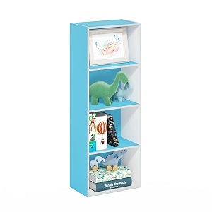 furinno luder bookcase  book  storage 4-tier light bluewhite