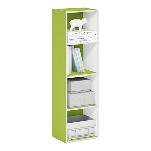 furinno pasir book shelf 4-tier modern bookshelf open shelves bookcase 9 x 12 x 42 easy assembly for living room bedroom home office greenwhite