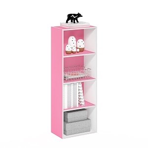 furinno luder bookcase  book  storage 4-tier pinkwhite