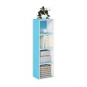 Furinno PASIR Book Shelf, 4-Tier Modern Bookshelf, Open Shelves Bookcase 9 x 12 x 42, Easy Assembly, for Living Room, Bedroom, Home Office, Light Blue/White