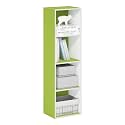Furinno PASIR Book Shelf, 4-Tier Modern Bookshelf, Open Shelves Bookcase 9 x 12 x 42, Easy Assembly, for Living Room, Bedroom, Home Office, Green/White