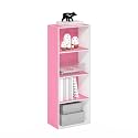 Furinno Luder Bookcase / Book / Storage, 4-Tier, Pink/White