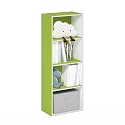 Furinno Luder Bookcase / Book / Storage, 4-Tier, Green/White