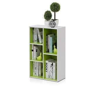 furinno luder book shelf 5-cube bookshelf reversible bookcase 94 x 195 x 315 easy assembly for living room bedroom home office whitegreen