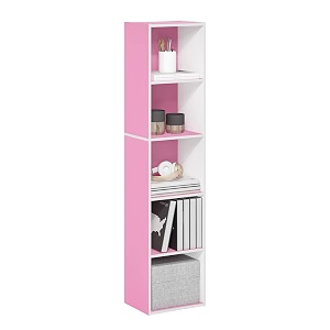 furinno pasir book shelf 5-tier modern bookshelf open shelves bookcase 9 x 12 x 52 easy assembly for living room bedroom home office pinkwhite