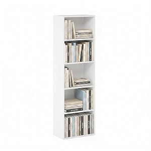furinno pasir book shelf 5-tier modern bookshelf open shelves bookcase 9 x 12 x 52 easy assembly for living room bedroom home office white