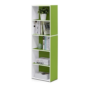 furinno luder bookcase  book  storage  5-tier whitegreen