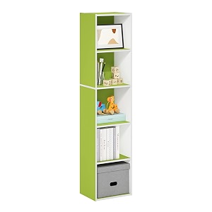 furinno pasir book shelf 5-tier modern bookshelf open shelves bookcase 9 x 12 x 52 easy assembly for living room bedroom home office greenwhite