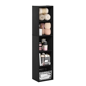furinno pasir book shelf 5-tier modern bookshelf open shelves bookcase 9 x 12 x 52 easy assembly for living room bedroom home office blackwood